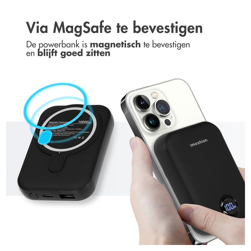 iMoshion Powerbank 10000 mAh MagSafe Zwart - Afbeelding 3