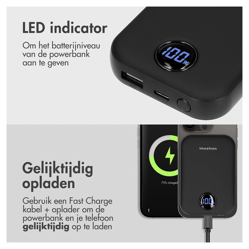 iMoshion Powerbank 10000 mAh MagSafe Zwart - Afbeelding 5